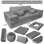 Canapé pour enfants, canapé Nugget 12 pièces pour salle de jeux, canapé modulaire pour tout-petits, canapé sectionnel convertible en mousse pour enfants