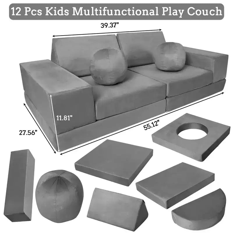 Canapé pour enfants, canapé Nugget 12 pièces pour salle de jeux, canapé modulaire pour tout-petits, canapé sectionnel convertible en mousse pour enfants