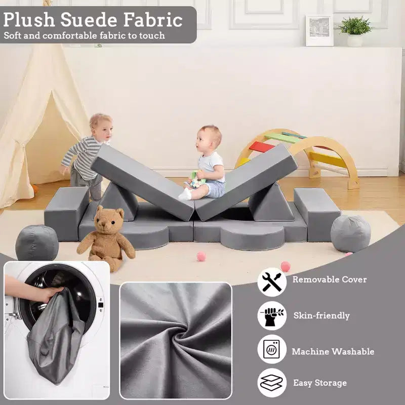 Canapé pour enfants, canapé Nugget 12 pièces pour salle de jeux, canapé modulaire pour tout-petits, canapé sectionnel convertible en mousse pour enfants