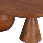 Table basse Royal Hampton | Plateau ovale en bois de manguier fait main 38 po | Piètement rond à boules et cônes