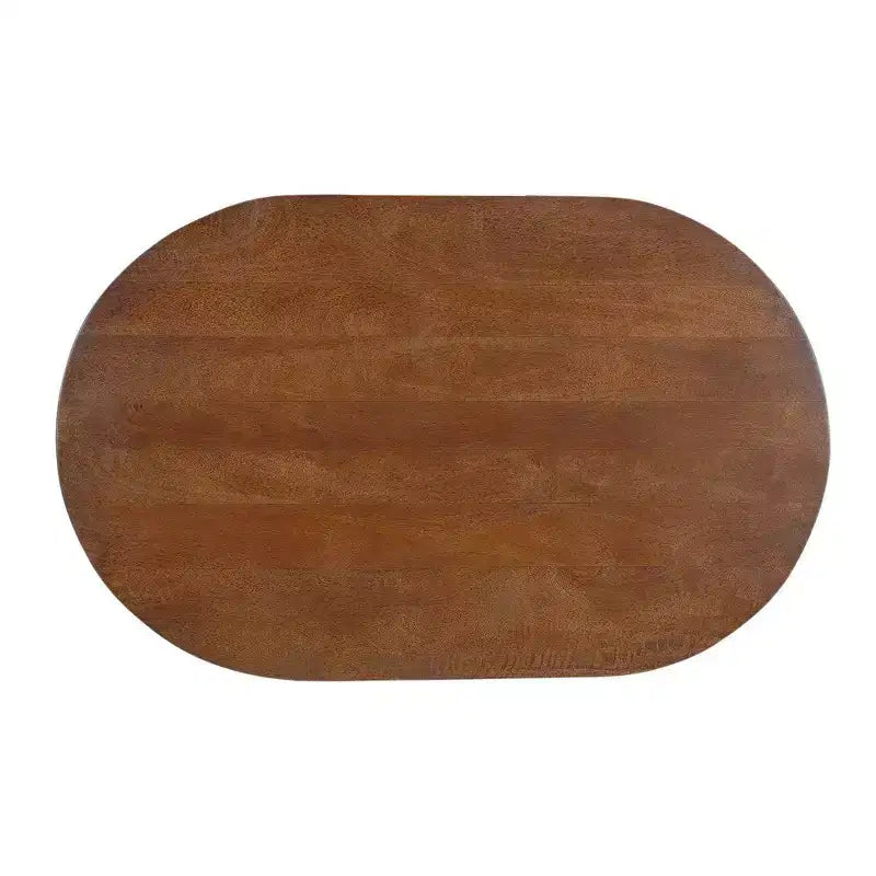Table basse Royal Hampton | Plateau ovale en bois de manguier fait main 38 po | Piètement rond à boules et cônes