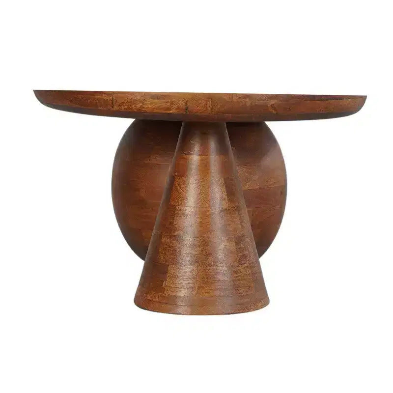 Table basse Royal Hampton | Plateau ovale en bois de manguier fait main 38 po | Piètement rond à boules et cônes