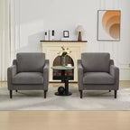 Fauteuil scandinave, Fauteuil moderne en tissu lin, Fauteuil confortable avec accoudoirs incurvés, Fauteuil de lecture à dossier haut