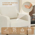 Fauteuil scandinave, Fauteuil moderne en tissu lin, Fauteuil confortable avec accoudoirs incurvés, Fauteuil de lecture à dossier haut