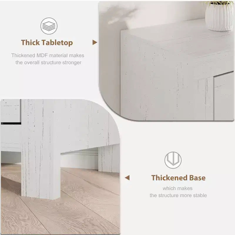 Meuble TV de ferme pour téléviseurs de 75/80 pouces, meuble de rangement de 70 pouces de long avec 6 tiroirs de rangement et étagère pour barre de son, consoles de télévision marron