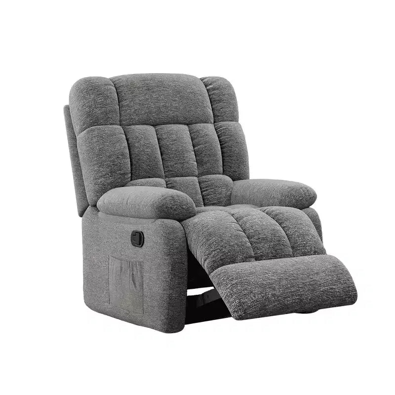 Fauteuil inclinable ergonomique avec repose-pieds réglable de 110 à 160°, pochette latérale pour salon, gris