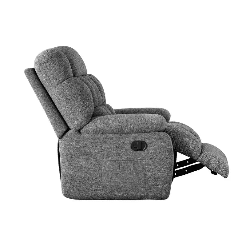Fauteuil inclinable ergonomique avec repose-pieds réglable de 110 à 160°, pochette latérale pour salon, gris