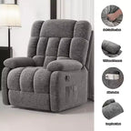 Fauteuil inclinable ergonomique avec repose-pieds réglable de 110 à 160°, pochette latérale pour salon, gris
