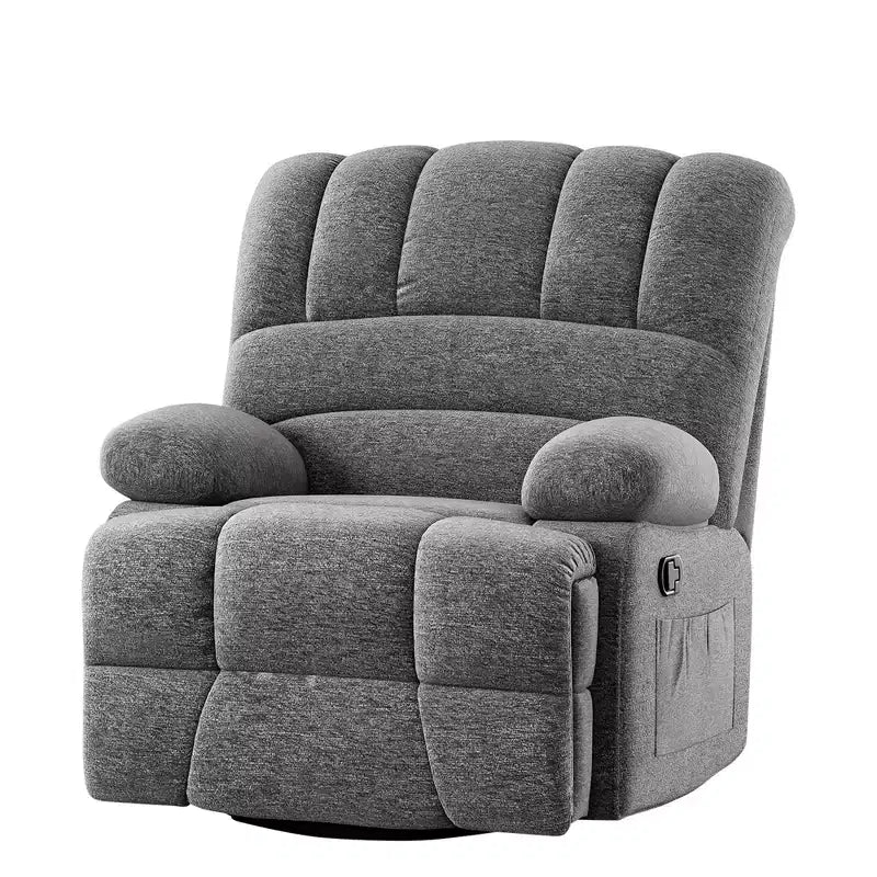 Fauteuil inclinable pivotant et basculant extra-large gris foncé pour salon d'adultes