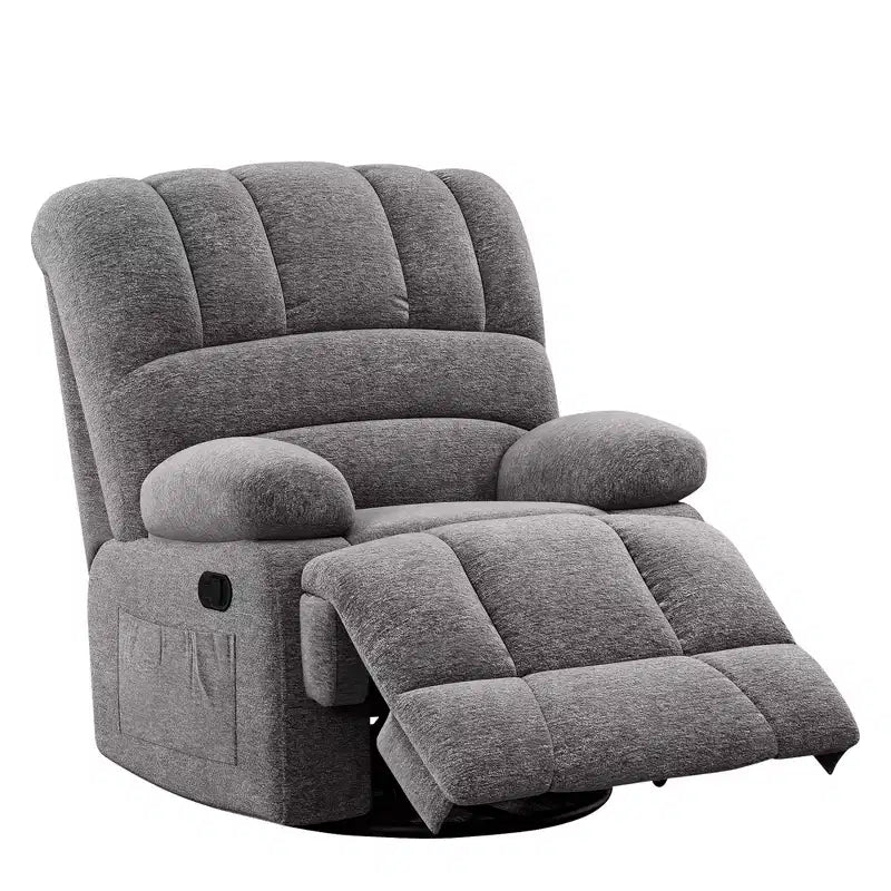 Fauteuil inclinable pivotant et basculant extra-large gris foncé pour salon d'adultes