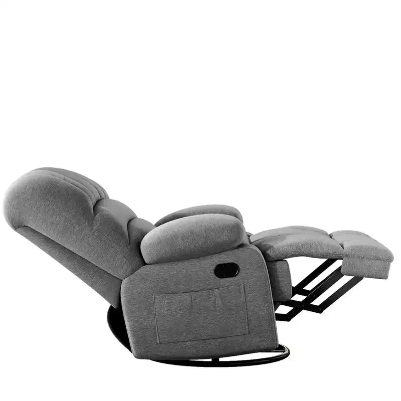 Fauteuil inclinable pivotant et basculant extra-large gris foncé pour salon d'adultes