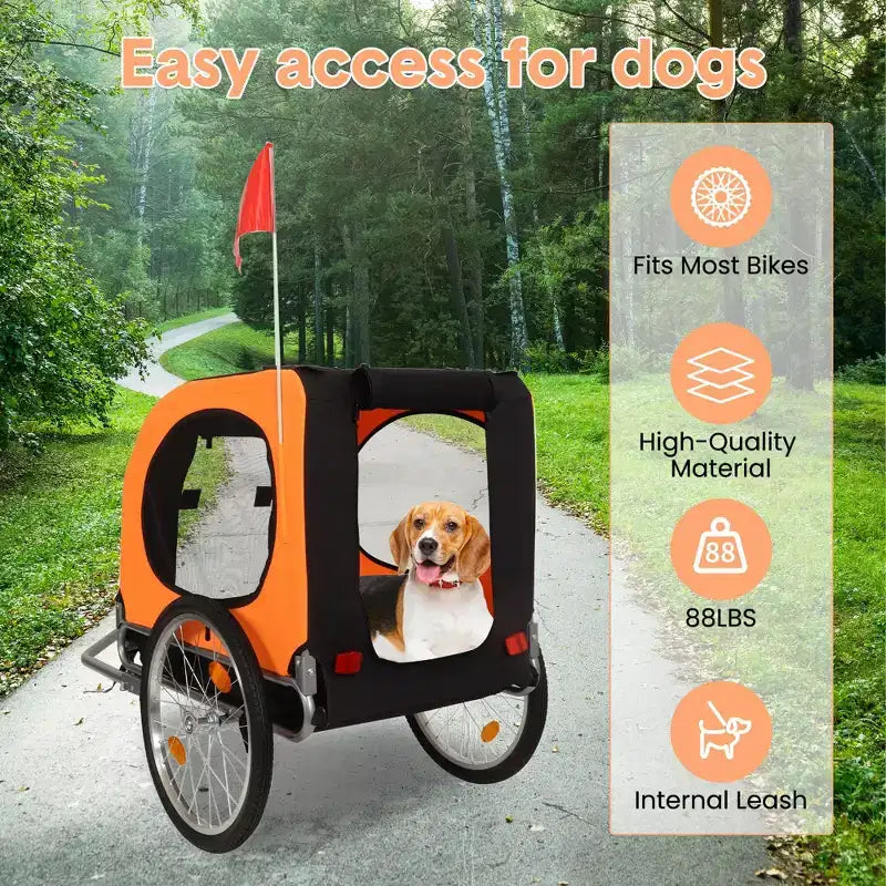 Remorque de vélo pour chien, Poussette de jogging - Convertible pour chiens moyens à grands, Capacité de 40 kg, Étanche, Attelage universel pour vélos de 20 à 29 pouces