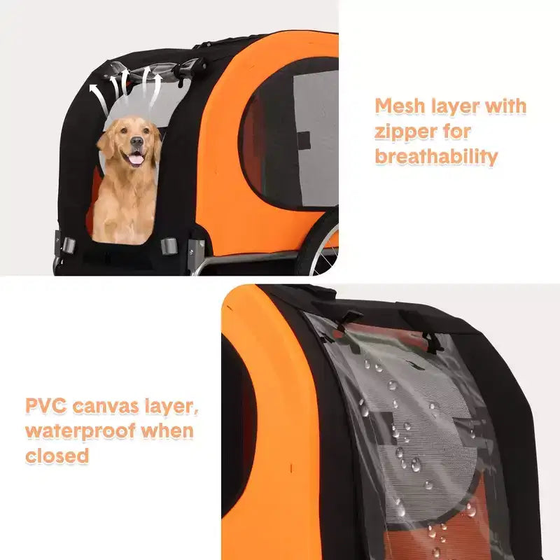 Remorque de vélo pour chien, Poussette de jogging - Convertible pour chiens moyens à grands, Capacité de 40 kg, Étanche, Attelage universel pour vélos de 20 à 29 pouces
