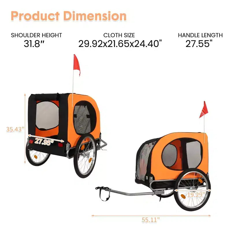 Remorque de vélo pour chien, Poussette de jogging - Convertible pour chiens moyens à grands, Capacité de 40 kg, Étanche, Attelage universel pour vélos de 20 à 29 pouces