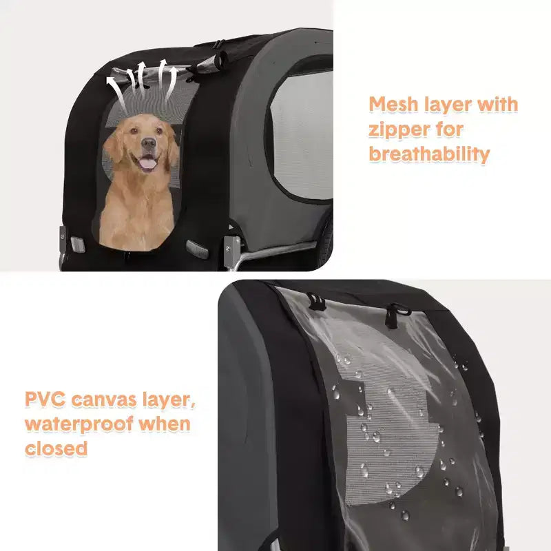 Remorque de vélo pour chien, Poussette de jogging - Convertible pour chiens moyens à grands, Capacité de 40 kg, Étanche, Attelage universel pour vélos de 20 à 29 pouces
