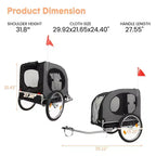 Remorque de vélo pour chien, Poussette de jogging - Convertible pour chiens moyens à grands, Capacité de 40 kg, Étanche, Attelage universel pour vélos de 20 à 29 pouces