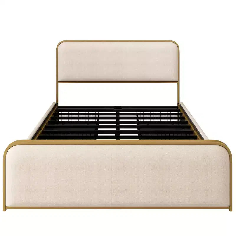 Lit plateforme moderne rembourré avec 4 tiroirs de rangement sous le lit