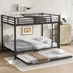 Lit superposé en métal Twin XL sur Twin XL avec lit gigogne double noir