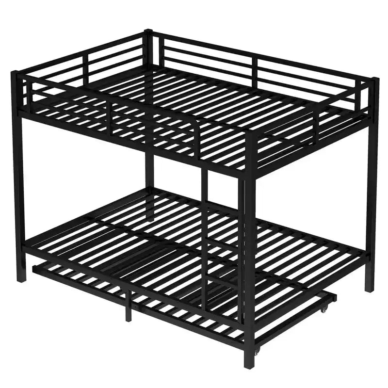 Lit superposé en métal Twin XL sur Twin XL avec lit gigogne double noir