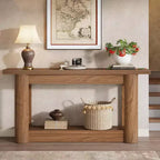 Table console de ferme 63, table de canapé étroite et longue derrière le canapé, meuble d'entrée à 2 niveaux pour le salon