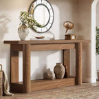 Table console de ferme 63, table de canapé étroite et longue derrière le canapé, meuble d'entrée à 2 niveaux pour le salon