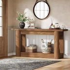 Table console de ferme 63, table de canapé étroite et longue derrière le canapé, meuble d'entrée à 2 niveaux pour le salon
