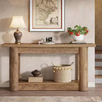 Table console de ferme 63, table de canapé étroite et longue derrière le canapé, meuble d'entrée à 2 niveaux pour le salon