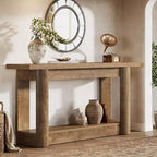 Table console de ferme 63, table de canapé étroite et longue derrière le canapé, meuble d'entrée à 2 niveaux pour le salon