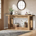 Table console de ferme 63, table de canapé étroite et longue derrière le canapé, meuble d'entrée à 2 niveaux pour le salon