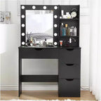Coiffeuse avec 4 tiroirs, 2 étagères, Commode moderne, Chambre ou Dressing