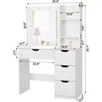 Coiffeuse avec 4 tiroirs, 2 étagères, Commode moderne, Chambre ou Dressing