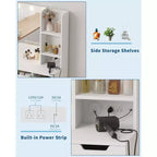 Coiffeuse avec 4 tiroirs, 2 étagères, Commode moderne, Chambre ou Dressing