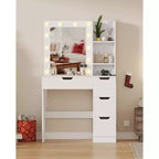 Coiffeuse avec 4 tiroirs, 2 étagères, Commode moderne, Chambre ou Dressing