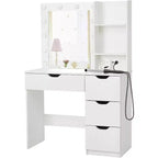 Coiffeuse avec 4 tiroirs, 2 étagères, Commode moderne, Chambre ou Dressing