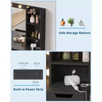 Coiffeuse avec 4 tiroirs, 2 étagères, Commode moderne, Chambre ou Dressing