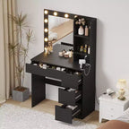 Coiffeuse avec 4 tiroirs, 2 étagères, Commode moderne, Chambre ou Dressing
