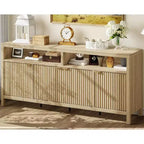 Buffet de cuisine cannelé de 167 cm avec 4 portes, meuble de rangement de cuisine, buffet en bois pour salle à manger, salon, entrée