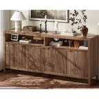 Buffet de cuisine cannelé de 167 cm avec 4 portes, meuble de rangement de cuisine, buffet en bois pour salle à manger, salon, entrée