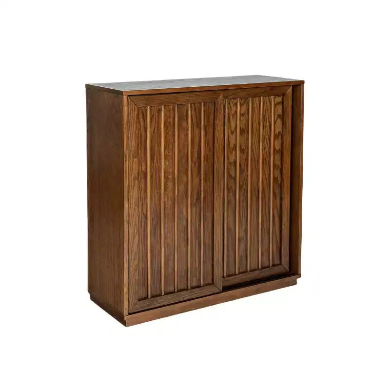 Enfilade en bois grainé de style milieu de siècle avec 2 portes coulissantes