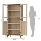 Meuble de rangement haut de 160 cm avec 2 portes, armoire de cuisine 5 niveaux, étagères réglables pour cuisine, salle à manger, salle de bain