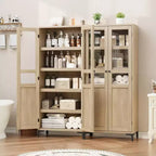 Meuble de rangement haut de 160 cm avec 2 portes, armoire de cuisine 5 niveaux, étagères réglables pour cuisine, salle à manger, salle de bain