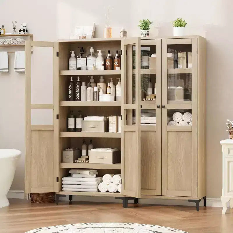 Meuble de rangement haut de 160 cm avec 2 portes, armoire de cuisine 5 niveaux, étagères réglables pour cuisine, salle à manger, salle de bain