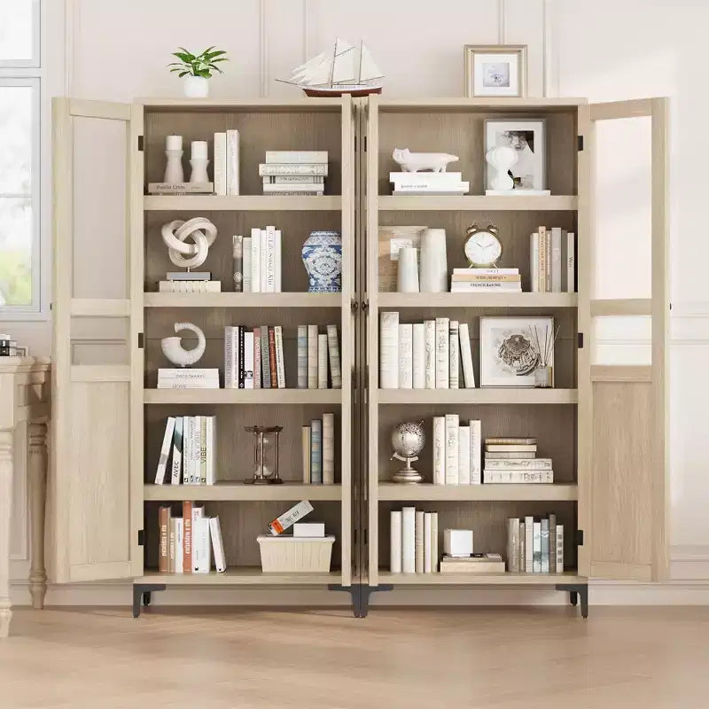Meuble de rangement haut de 160 cm avec 2 portes, armoire de cuisine 5 niveaux, étagères réglables pour cuisine, salle à manger, salle de bain