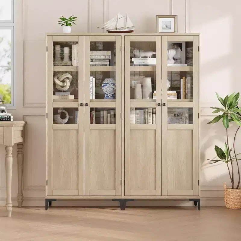Meuble de rangement haut de 160 cm avec 2 portes, armoire de cuisine 5 niveaux, étagères réglables pour cuisine, salle à manger, salle de bain