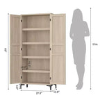 Meuble de rangement haut de 160 cm avec 2 portes, armoire de cuisine 5 niveaux, étagères réglables pour cuisine, salle à manger, salle de bain