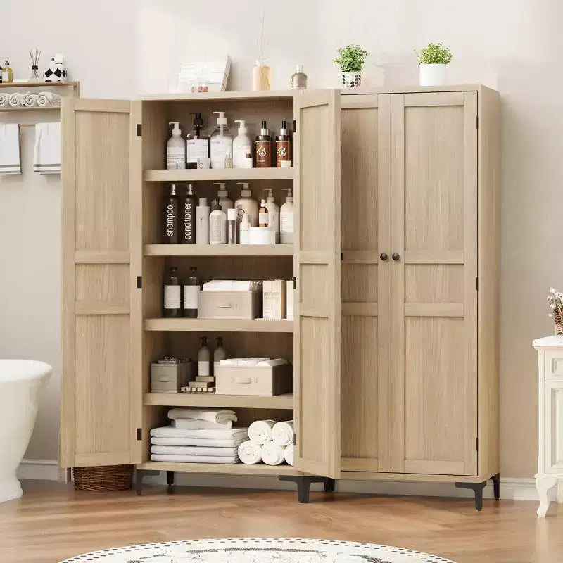 Meuble de rangement haut de 160 cm avec 2 portes, armoire de cuisine 5 niveaux, étagères réglables pour cuisine, salle à manger, salle de bain
