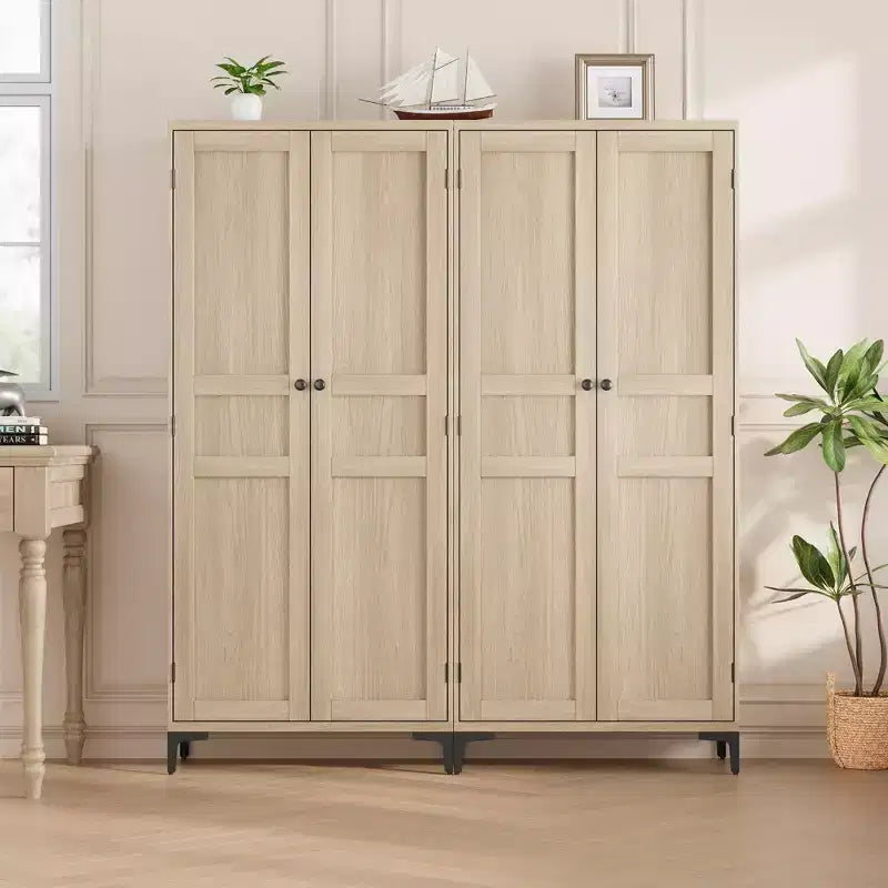 Meuble de rangement haut de 160 cm avec 2 portes, armoire de cuisine 5 niveaux, étagères réglables pour cuisine, salle à manger, salle de bain