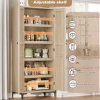 Meuble de rangement haut de 160 cm avec 2 portes, armoire de cuisine 5 niveaux, étagères réglables pour cuisine, salle à manger, salle de bain