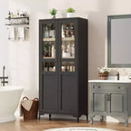 Meuble de rangement haut de 160 cm avec 2 portes, armoire de cuisine 5 niveaux, étagères réglables pour cuisine, salle à manger, salle de bain
