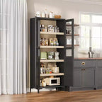 Meuble de rangement haut de 160 cm avec 2 portes, armoire de cuisine 5 niveaux, étagères réglables pour cuisine, salle à manger, salle de bain
